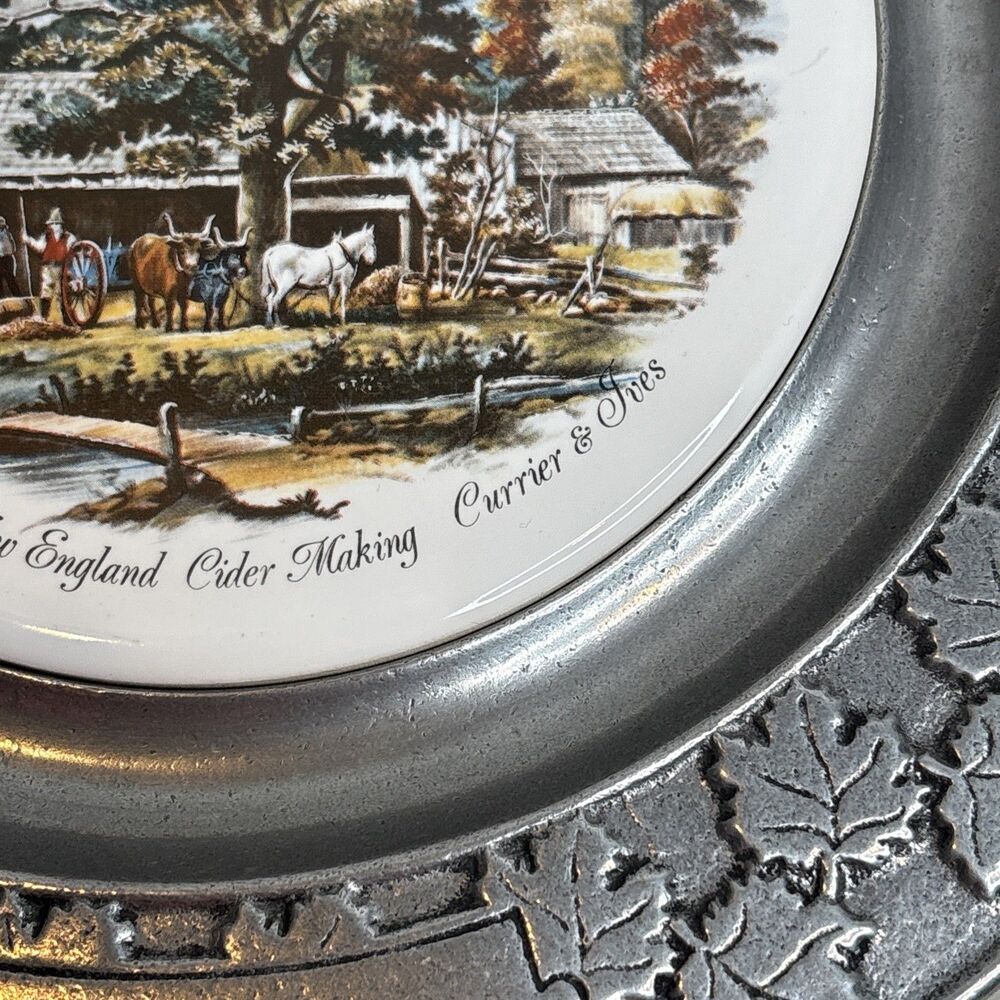 Currier & Ives Pewter Plate "Autumn In New England" - Picture 5 of 16